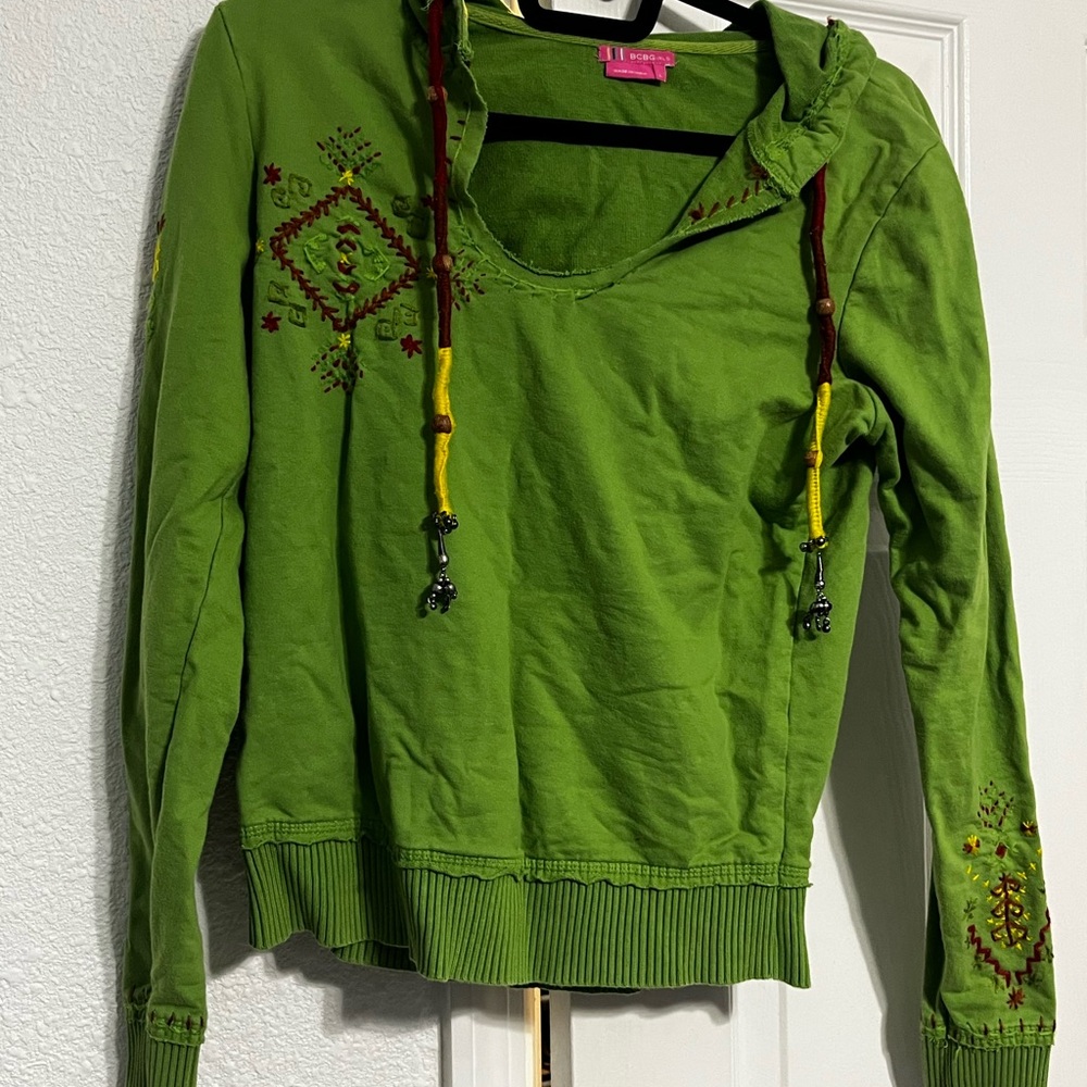 BCBGirls Green Graphic Long Sleeve Hoodie